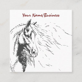 Pferdeskizze mit Mähne-Reittier Quadratische Visitenkarte