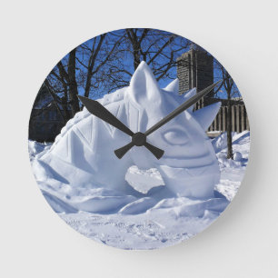 Pferdeskulptur, Quebec, Kanada Runde Wanduhr