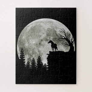 Pferdestand auf dem Berg, unheimlich Halloween-Mon Puzzle