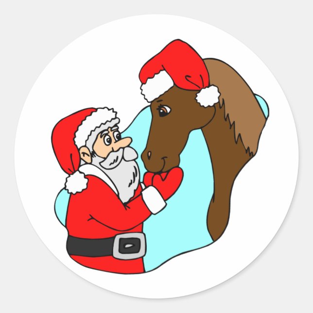 Pferdethema Equine Santa Claus Weihnachten Runder Aufkleber (Vorderseite)