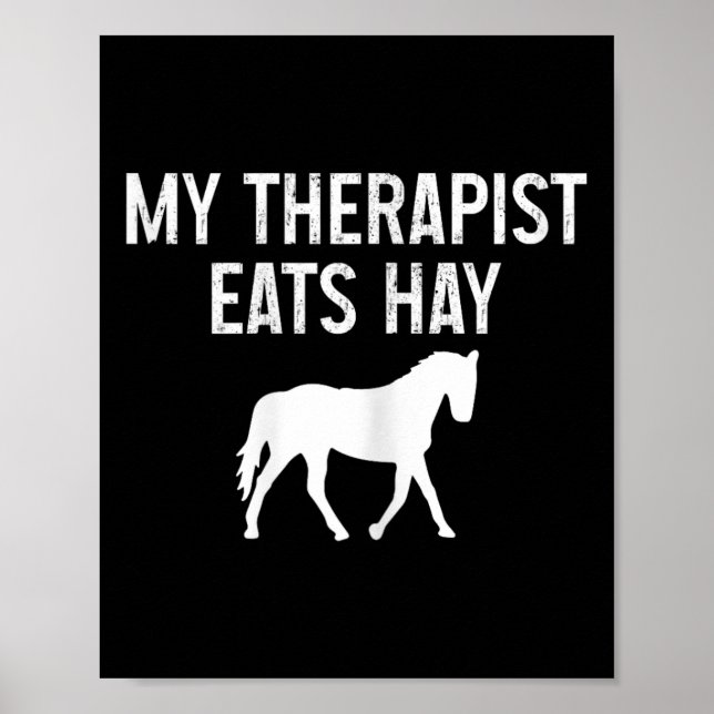 Pferdetherapeut isst Hay Funny Horseck Riding V Poster (Vorne)