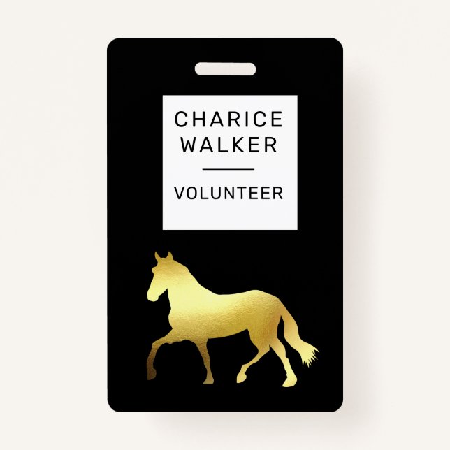 Pferdeveranstaltung Gold-Folie Monogramm Name Ausweis (Vorderseite)