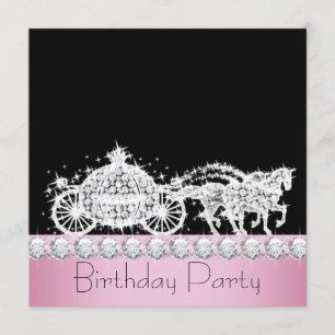 Pferdewagen-Rosa-Prinzessin Birthday Party Einladung