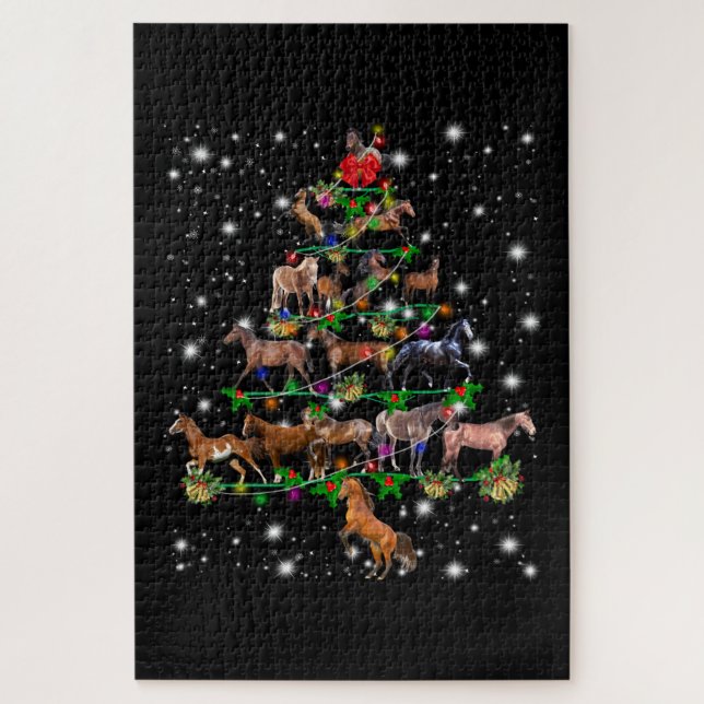 Pferdeweihnachtsbaum mit Blitzlicht Puzzle (Vertikal)