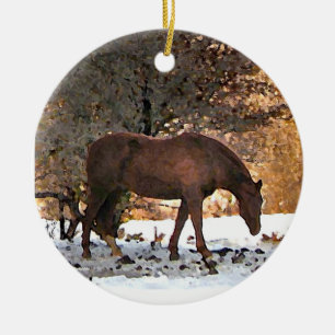 Pferdeweihnachtsverzierung Keramikornament