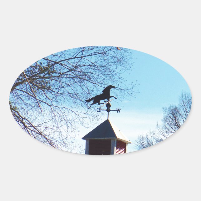 Pferdewetter Vane Blue Sky Ovaler Aufkleber (Vorderseite)