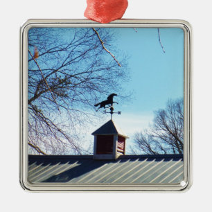 Pferdewetter Vane Blue Sky Silbernes Ornament
