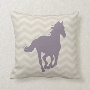 PferdeZickzack Muster-Lavendel-Grau-Creme Kissen