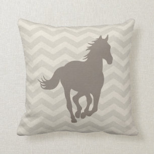PferdeZickzack Mustertaupe-Grau-Creme Kissen