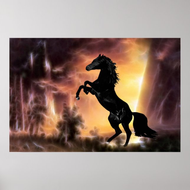 Pferdezucht auf Friesian Stallion Poster (Vorne)