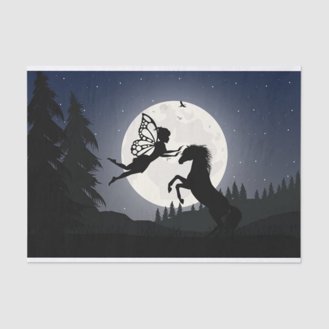 Pferdezucht Silhouette Mondwald Hügel Decoupage Seidenpapier (Vorderseite)