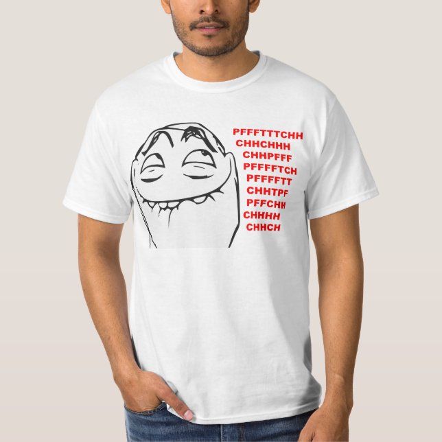 PFFTCH lachendes Raserei-Gesichts-Comic Meme T-Shirt (Vorderseite)