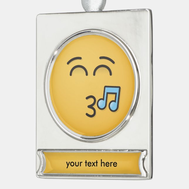 Pfiff mit lächelnden Augen Banner-Ornament Silber (Links)