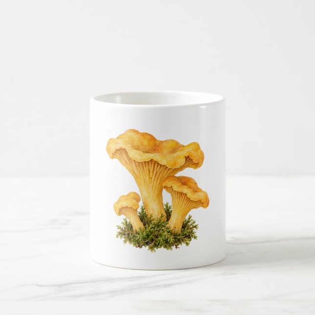 Pfifferlinge auf Moos Kaffeetasse (Mittel)