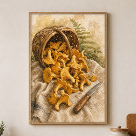 Pfifferlinge in einem Beerkorb Aquarellposter Poster