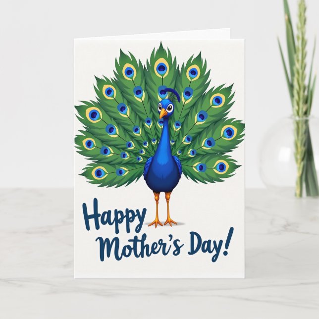 Pfingstmuttertagskarte mit Pfau-Motiv Karte (Vorderseite)