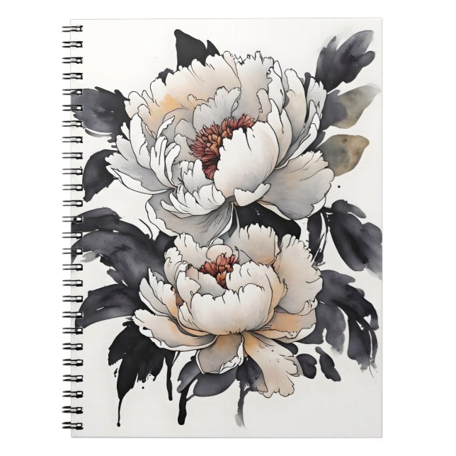 Pfingstrose - Aquarellblumen Notizblock (Vorderseite)