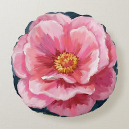 Pfingstrose-Blumen-Wasserfarbe-Floral Rundes Kissen