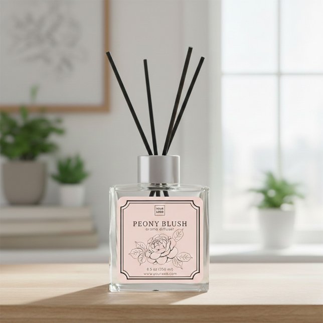 Pfingstrose Blush Duftdiffusor Etikett Quadratischer Aufkleber (Von Creator hochgeladen)