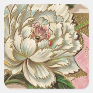 Pfingstrose-Blüte Quadratischer Aufkleber