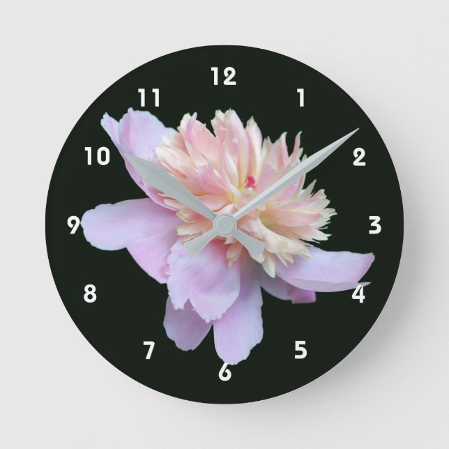 Pfingstrose-Blüte Runde Wanduhr (Vorderseite)