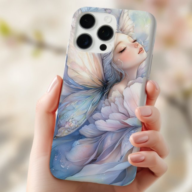 Pfingstrose der Morgenröte Case-Mate iPhone Hülle (the Iphone 13 pro with the image of Peony of the Dawn shown in the hand of a young woman)