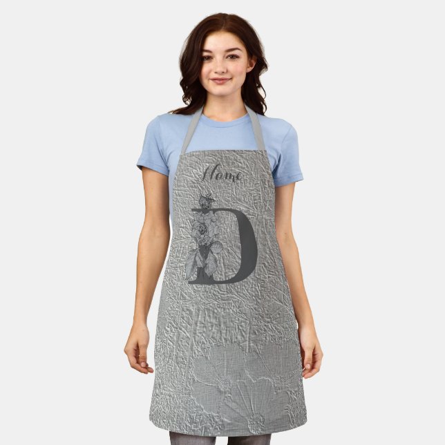 Pfingstrose Elegantes Monogramm Initiale D Persona Schürze (Getragen)