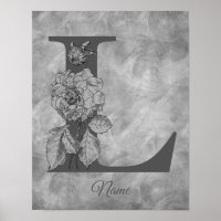 Pfingstrose Elegantes Monogramm Initiale L Persona
