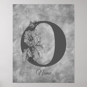 Pfingstrose Elegantes Monogramm Initiale O Persona Poster