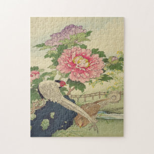 Pfingstrose, Fasan japanische Kunst Puzzle