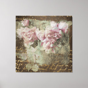 ** Pfingstrose Floral AR23 Handschrift Vintage Vik Leinwanddruck