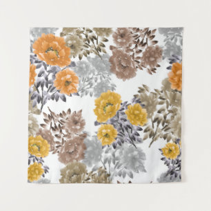 Pfingstrose Floral Wasserfarbe Weißer Hintergrund Wandteppich