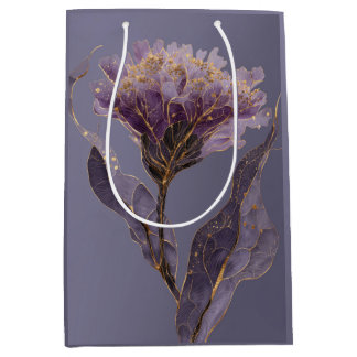 Pfingstrose inspirierte florale Goldakzente Mittlere Geschenktüte