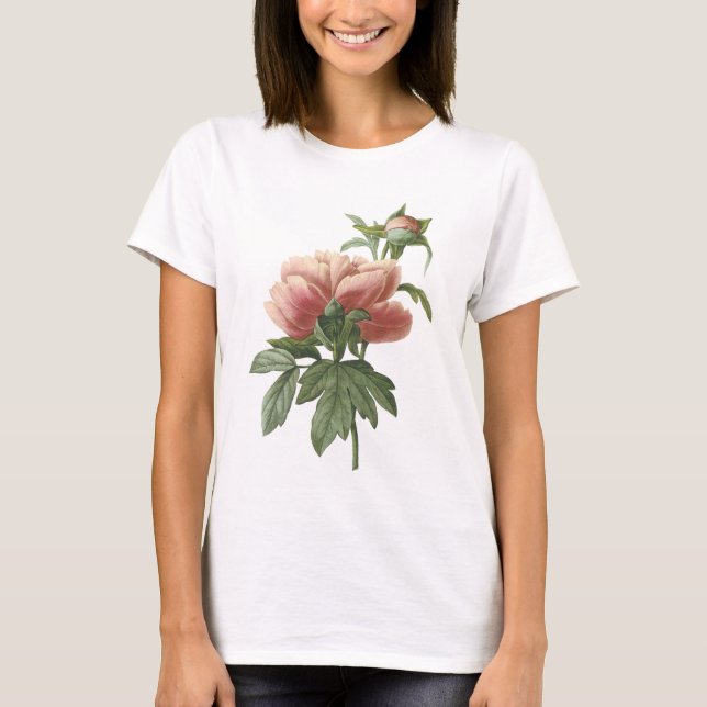 Pfingstrose (Paeonia-SP.) durch Redouté T-Shirt (Vorderseite)
