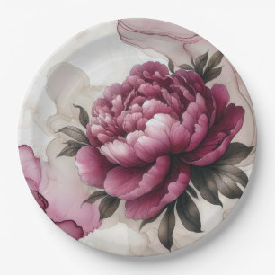 Pfingstrose Pink Abstrakt Pappteller
