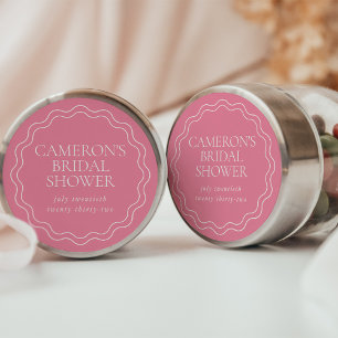 Pfingstrose Pink   Wellige Kammrand-Brautabschied Runder Aufkleber