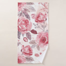 Pfingstrose Rosen-Wasserfarben-Blumengarten Badehandtuch