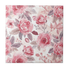 Pfingstrose Rosen-Wasserfarben-Blumengarten Fliese