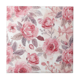 Pfingstrose Rosen-Wasserfarben-Blumengarten Fliese