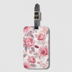 Pfingstrose Rosen-Wasserfarben-Blumengarten Gepäckanhänger