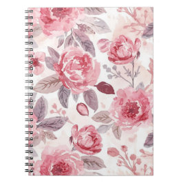 Pfingstrose Rosen-Wasserfarben-Blumengarten Notizblock