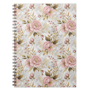 Pfingstrose & Salbei Botanisches Blumenmuster Kuns Notizblock