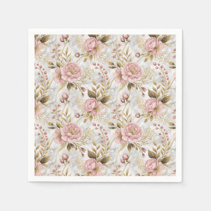 Pfingstrose & Salbei Botanisches Blumenmuster Kuns Serviette