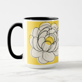 Pfingstrose-Tasse Bold Yellow Grafik-Blume Minimal Tasse