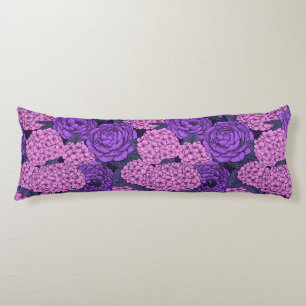 Pfingstrose und Hortensie in Rosa und Violett Seitenschläferkissen