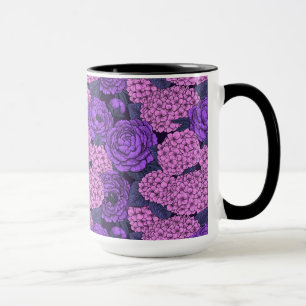 Pfingstrose und Hortensie in Rosa und Violett Tasse