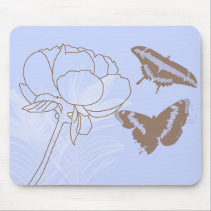 Pfingstrose und Schmetterlinge Mousepad