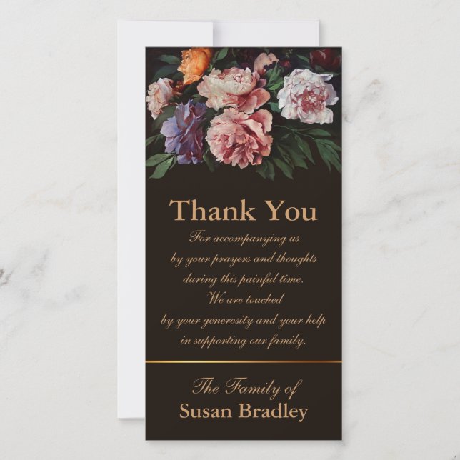 Pfingstrosen 1 Beileid danken Ihnen Dankeskarte (Vorderseite)