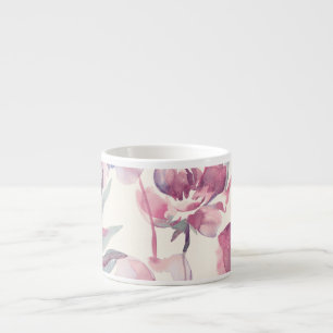 Pfingstrosen-Aquarell: nahtloser floraler Hintergr Espressotasse