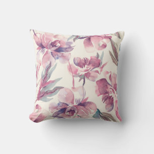 Pfingstrosen-Aquarell: nahtloser floraler Hintergr Kissen